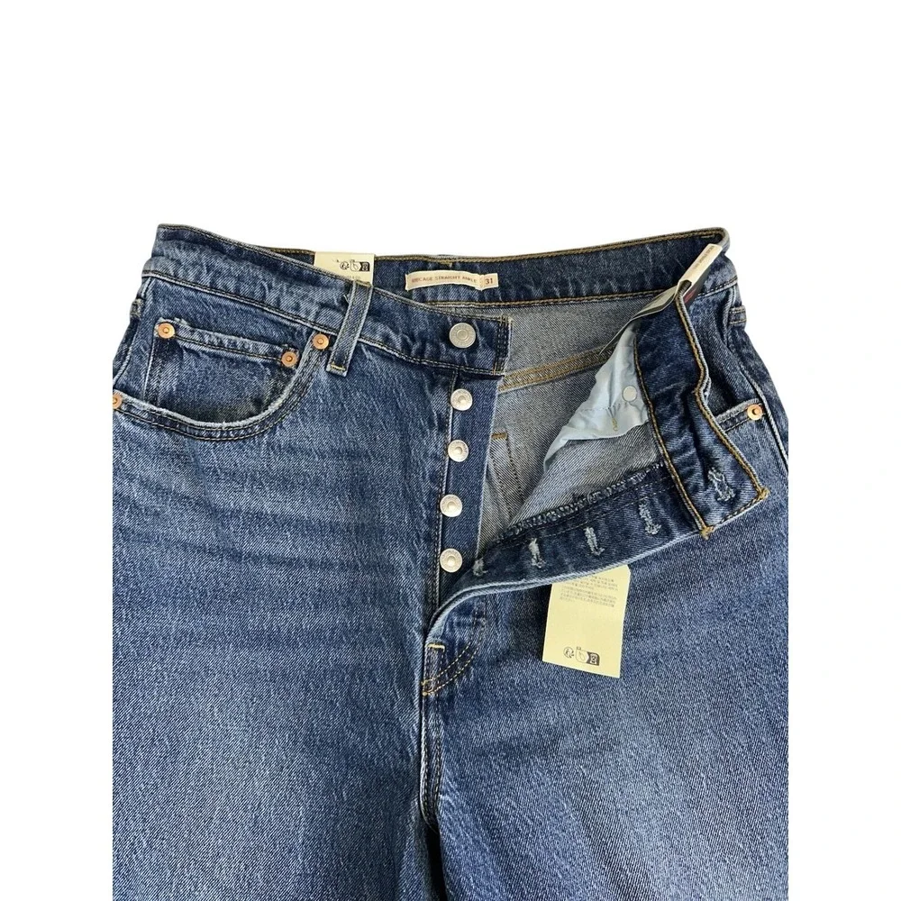 Levi's‎ Ribcage Straight Ankle Jeans Super High Rise Size 31 X 27 Button Fly NWT